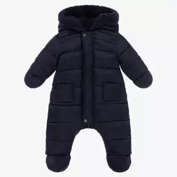 Tartine et Chocolat-Navy Blue Reversible Puffer Snowsuit | Childrensalon Outlet