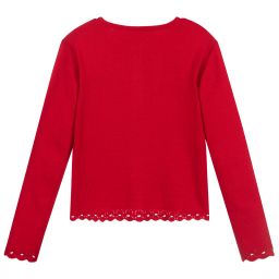 Tartine et Chocolat-كارديغان مزيج قطن، صوف و انغورا لون أحمر للبنات | Childrensalon Outlet