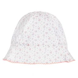 Tartine et Chocolat-White & Pink Cotton Hat | Childrensalon Outlet