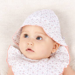 Tartine et Chocolat-White & Pink Cotton Hat | Childrensalon Outlet