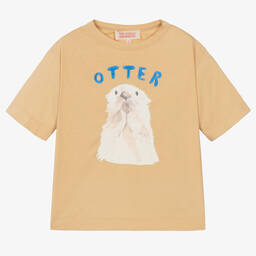 The Animals Observatory-Beige Cotton Oversized Otter T-Shirt | Childrensalon Outlet