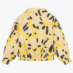 The Animals Observatory-Бежево-желтая льняная куртка с узором | Childrensalon Outlet