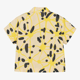 The Animals Observatory-Beige & Yellow Linen Pattern Shirt | Childrensalon Outlet