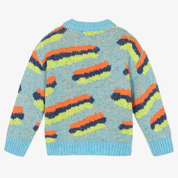 The Animals Observatory-Blue & Orange Knitted Sweater | Childrensalon Outlet
