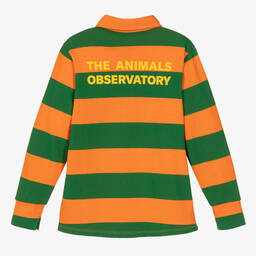 The Animals Observatory-قميص رغبي قطن جيرسي مقلّم لون برتقالي وأخضر | Childrensalon Outlet