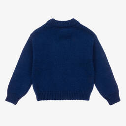 The Animals Observatory-Cobalt Blue Intarsia Wool Sweater | Childrensalon Outlet