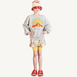 The Animals Observatory-شورت قطن لون بيج بطبعة ورود للبنات | Childrensalon Outlet