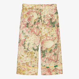 The Animals Observatory-Бежевые хлопковые брюки с цветами | Childrensalon Outlet