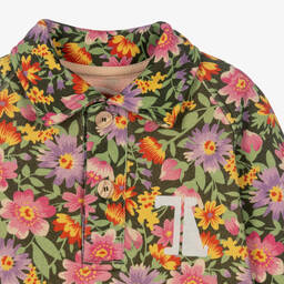 The Animals Observatory-Girls Green & Pink Cotton Floral Top | Childrensalon Outlet