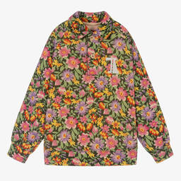 The Animals Observatory-Girls Green & Pink Cotton Floral Top | Childrensalon Outlet