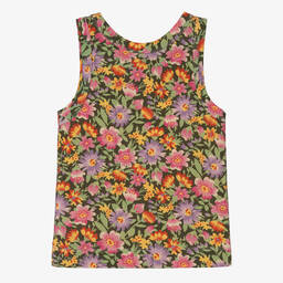 The Animals Observatory-توب فيست قطن لون زهري وأخضر بطبعة ورود للبنات | Childrensalon Outlet