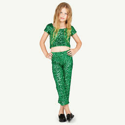 The Animals Observatory-Girls Green Sequin Trousers | Childrensalon Outlet