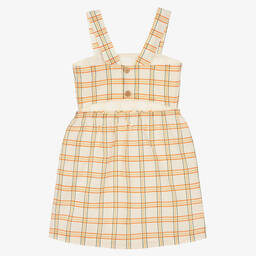 The Animals Observatory-Кремовое платье в оранжевую клетку | Childrensalon Outlet