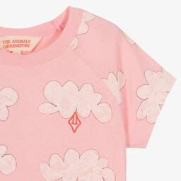 The Animals Observatory-Розовое хлопковое платье с облаками | Childrensalon Outlet