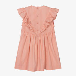 The Animals Observatory-فستان قطن لون زهري مزين بكشكش | Childrensalon Outlet