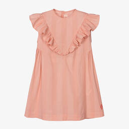 The Animals Observatory-فستان قطن لون زهري مزين بكشكش | Childrensalon Outlet