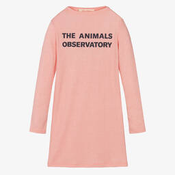 The Animals Observatory-Girls Pink Logo Jersey Dress | Childrensalon Outlet