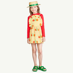 The Animals Observatory-Girls Yellow Cotton Fruit Dress | Childrensalon Outlet