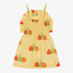 The Animals Observatory-Girls Yellow Cotton Fruit Dress | Childrensalon Outlet