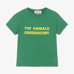 The Animals Observatory-Green Cotton T-Shirt | Childrensalon Outlet