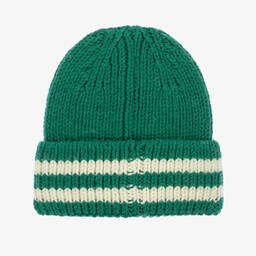 The Animals Observatory-Green Wool Knit Beanie Hat | Childrensalon Outlet