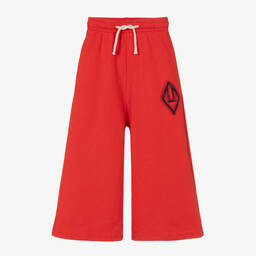 The Animals Observatory-Red Cotton Wide-Leg Joggers | Childrensalon Outlet