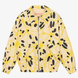The Animals Observatory-Бежево-желтая льняная куртка с узором | Childrensalon Outlet