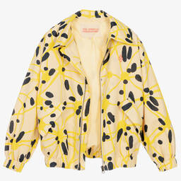 The Animals Observatory-Бежево-желтая льняная куртка с узором | Childrensalon Outlet