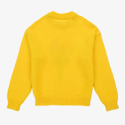 The Animals Observatory-بلوفر صوف نمط إنتارسيا لون أصفر فاقع | Childrensalon Outlet