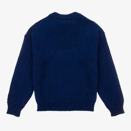 The Animals Observatory-بلوفر صوف نمط إنتارسيا لون أزرق | Childrensalon Outlet