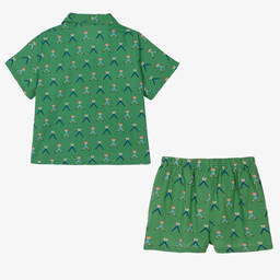 The Animals Observatory-Teen Green Cotton Shirt & Shorts Set | Childrensalon Outlet