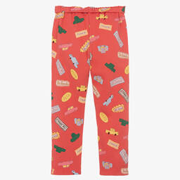 The Animals Observatory-Teen Red Cotton Jersey Car Trousers | Childrensalon Outlet