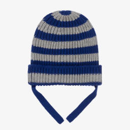 The Bonniemob-قبعة مزيج صوف محبوك مقلّم لون رمادي وأزرق | Childrensalon Outlet