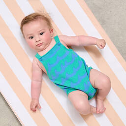 The Bonniemob-Baby Boys Blue Wave Cotton Knit Shortie | Childrensalon Outlet