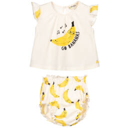 The Bonniemob-Baby Girls Banana Shorts Set | Childrensalon Outlet