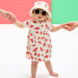 The Bonniemob-فستان قطن عضوي جيرسي لون عاجي للمولودات | Childrensalon Outlet