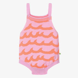 The Bonniemob-Baby Girls Pink Wave Cotton Knit Shortie | Childrensalon Outlet