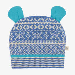 The Bonniemob-Blue Jacquard Knit Baby Hat | Childrensalon Outlet