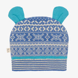The Bonniemob-Blue Jacquard Knit Baby Hat | Childrensalon Outlet