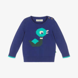 The Bonniemob-Boys Duck Blue Knit Jumper | Childrensalon Outlet