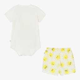 The Bonniemob-طقم أوفرول بادي وشورت قطن جيرسي لون عاجي | Childrensalon Outlet