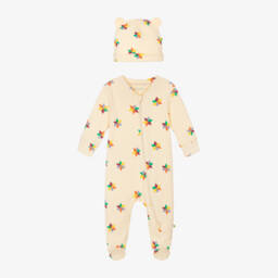 The Bonniemob-Girls Ivory Organic Babygrow Set | Childrensalon Outlet
