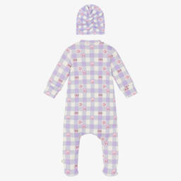The Bonniemob-Фиолетовый комбинезон и шапочка из хлопка в клетку | Childrensalon Outlet