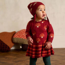 The Bonniemob-Girls Red Mushroom Knit Dress | Childrensalon Outlet