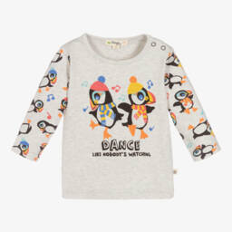 The Bonniemob-Grey Cotton Baby Top | Childrensalon Outlet
