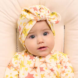 The Bonniemob-Ivory Cotton Baby Turban Hat | Childrensalon Outlet