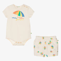The Bonniemob-Ivory Organic Cotton Parasol Shorts Set | Childrensalon Outlet