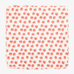 The Bonniemob-Кремовое одеяло с капюшоном и красными яблоками (96см) | Childrensalon Outlet