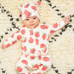 The Bonniemob-طقم أفرول بيبي غرو قطن عضوي لون عاجي وأحمر للأطفال | Childrensalon Outlet