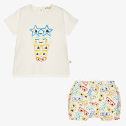 The Bonniemob-طقم شورت قطن عضوي جيرسي لون عاجي للأطفال | Childrensalon Outlet